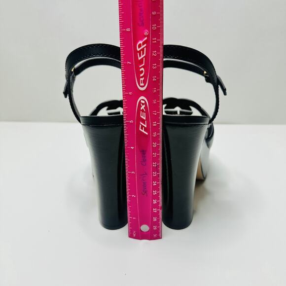 Gucci Cutout Interlocking G 39.5/ US 9.5 Leather Platform Sandals Black NIB - Picture 11 of 15